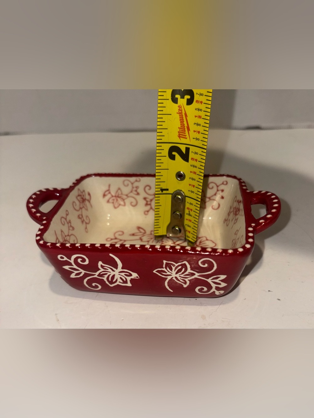 Temp-Tations Red and White Floral Ceramic Mini Baking Dish - 2oz